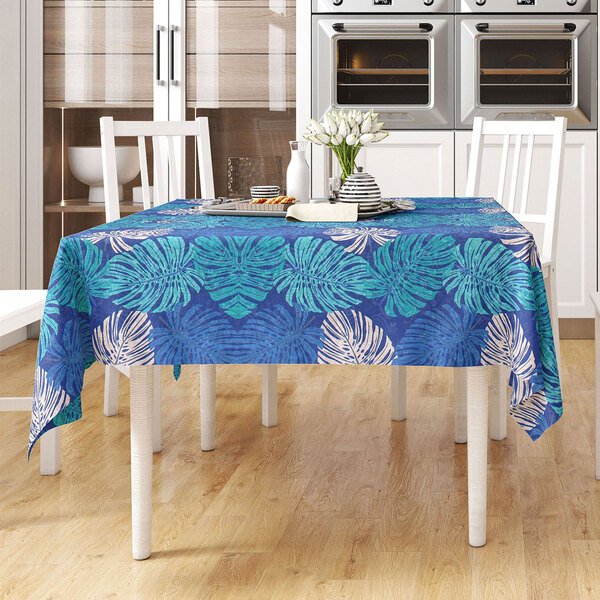 Toalha De Mesa Azul Valence Retangular 2,20m X 1,40m Tecido J