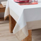 Toalha De Mesa Chamonix Branco/bege Quadrada 140x140