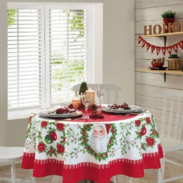Toalha De Mesa De Natal Redonda 4 Cadeiras 1 60m Dohler - Nat