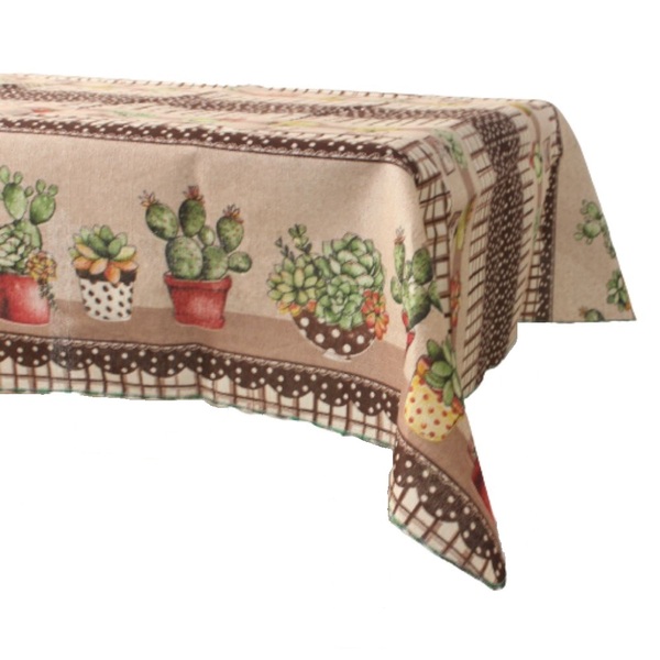 Toalha De Mesa Em Tecido Linhão Para 6 Lugares Retangular