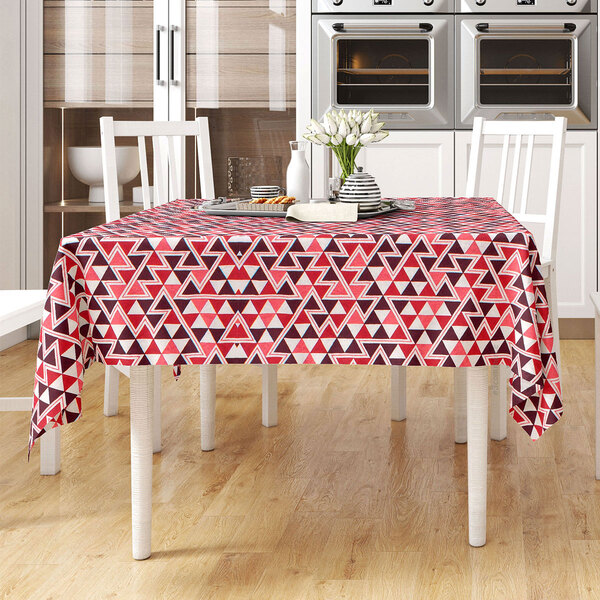 Toalha De Mesa Estampada Vermelha Quadrada 1,40m X 1,40m Teci