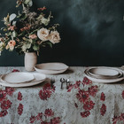 Toalha De Mesa Firenze Floral Vermelha - 140x140cm