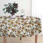 Toalha De Mesa Firenze Redonda Ø140cm Floral Bege