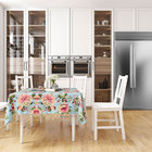 Toalha De Mesa Floral Azul Estampada 1,40m X 1,40m Tecido Jac