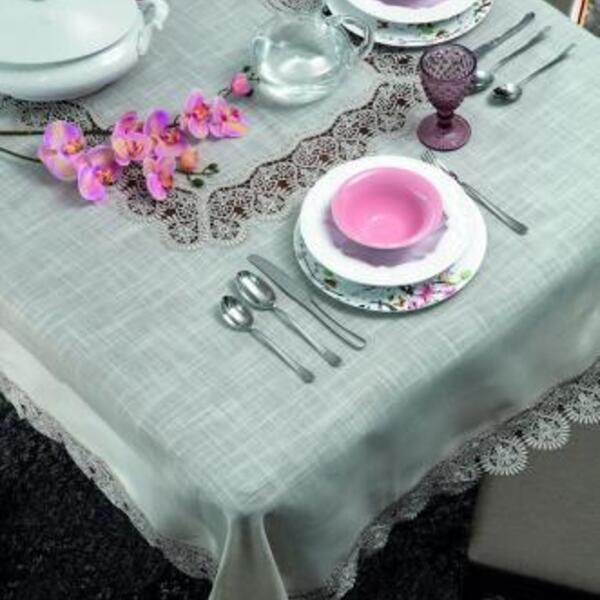 Toalha De Mesa Guipere Cannes 170x350 Bege Kacyumara