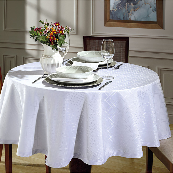 Toalha De Mesa - Jacquard Requinte Ii - Geométrica - Branco -