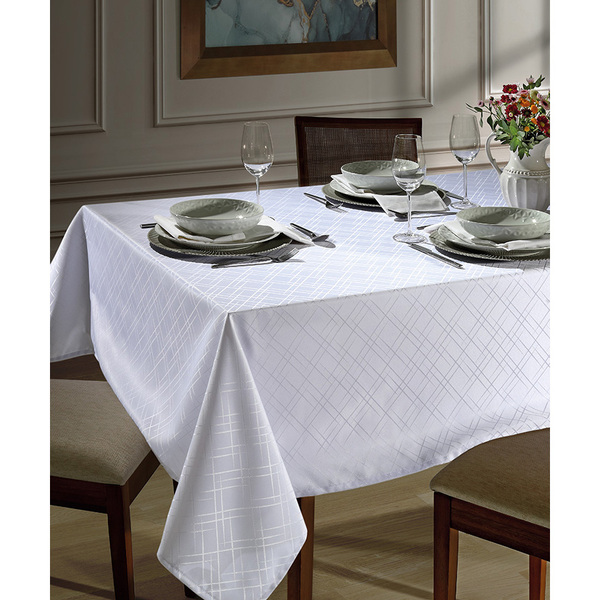 Toalha De Mesa - Jacquard Requinte Ii - Geométrica - Branco -
