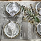 Toalha De Mesa - Jacquard Requinte Ii - Geométrica - Prata -