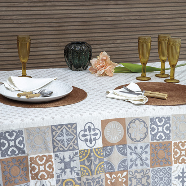 Toalha De Mesa Linho Estampado Kacyumara Ceramic - 1 58x2 20