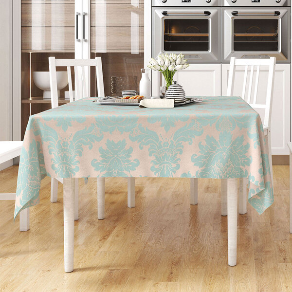 Toalha De Mesa Medalhão Dourada Retangular 2,20m X 1,40m Teci