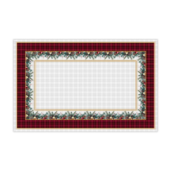 Toalha De Mesa Natalina Retangular Xadrez Vermelha 6 Lugares