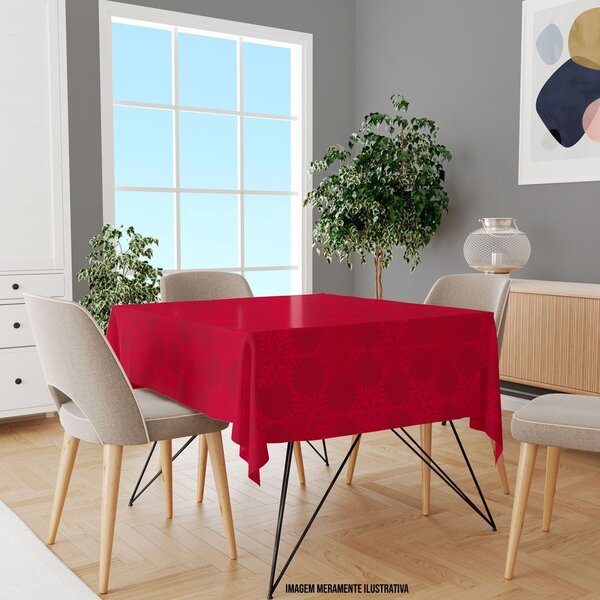 Toalha De Mesa Para 4 Lugares Quadrada Geométrico Vermelho 1.