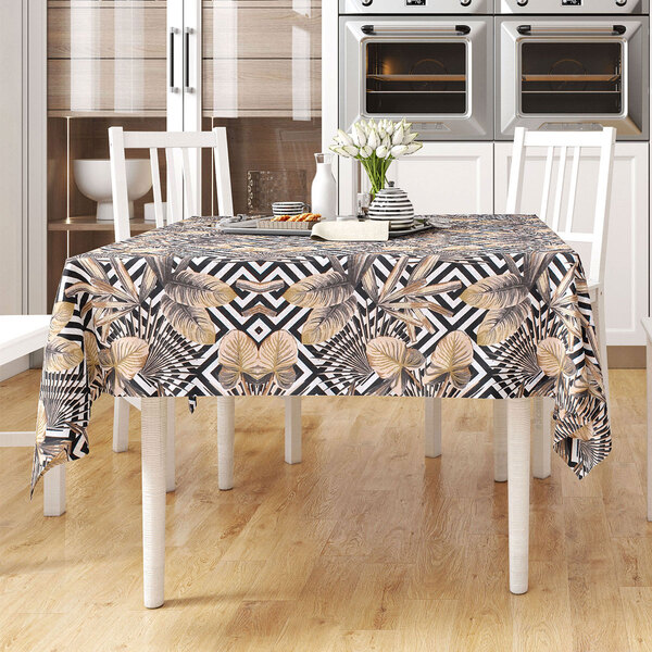 Toalha De Mesa Preta Nord Retangular 2,20m X 1,40m Tecido Jac