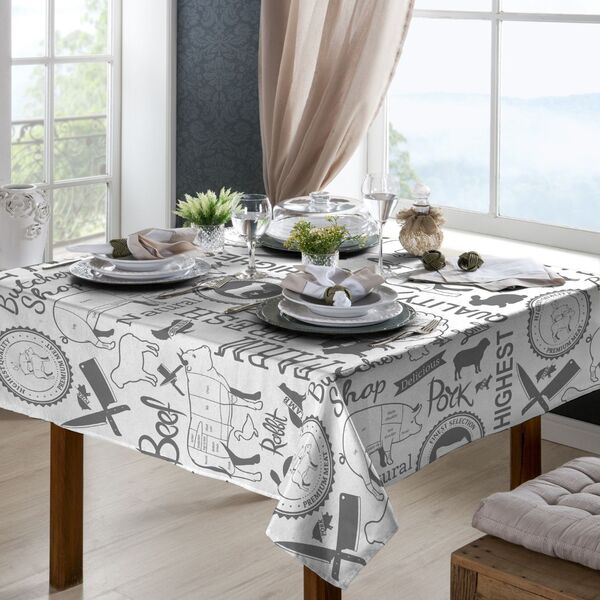 Toalha De Mesa Quadrada 4 Lugares Raner Cinza Un