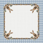 Toalha De Mesa Quadrada Coelho Páscoa Xadrez Azul 4 Lugares 1