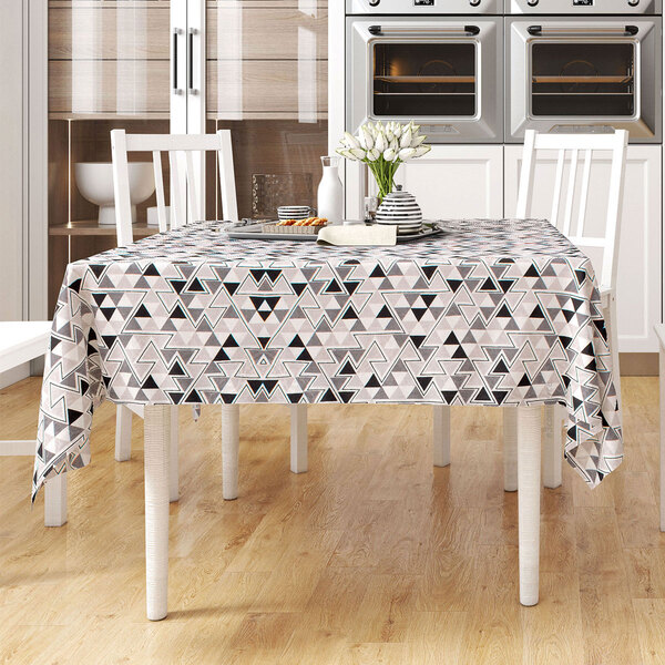 Toalha De Mesa Quadrada Estampada Cinza Quadrada 1,40m X 1,40