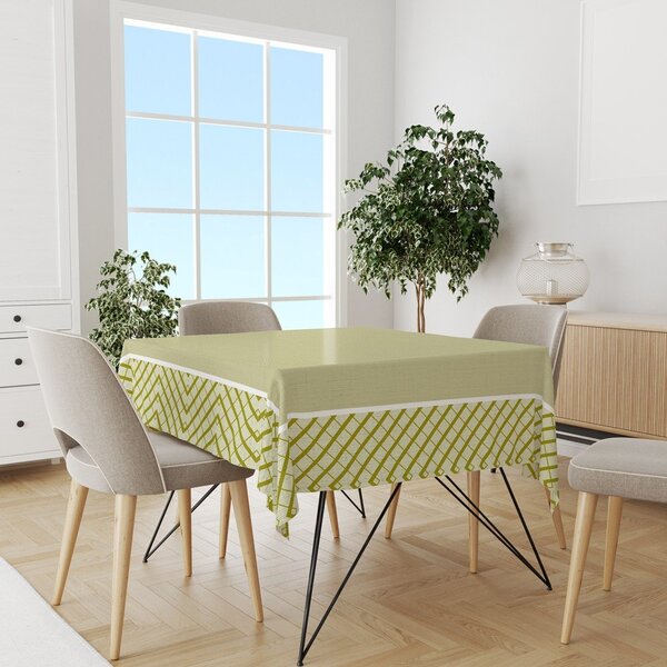 Toalha De Mesa Quadrada Para 4 Lugares Chevron Verde 1.45m X