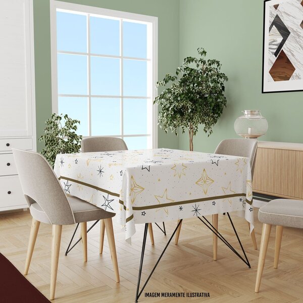 Toalha De Mesa Quadrada Para 4 Lugares Estrelas 1.45m X 1.45m