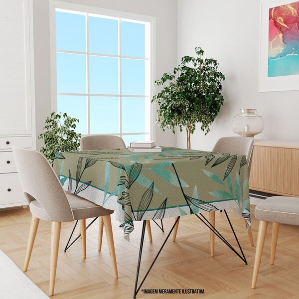 Toalha De Mesa Quadrada Para 4 Lugares Flores Minimalistas 1.