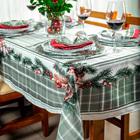 Toalha De Mesa Quadrada Pinhas De Natal 4 Lugares 140x140