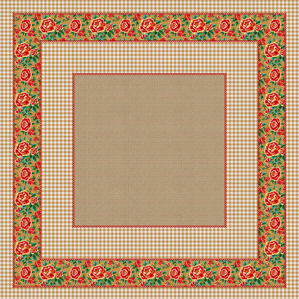 Toalha De Mesa Quadrada São João Xadrex C/ Rosas - 4 Lugares