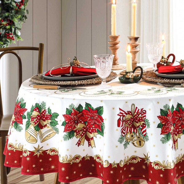Toalha De Mesa Redonda Athenas Dohler 1,60m Natal 107