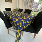 Toalha De Mesa Redonda Gorgurinho Limão Siciliano Fundo Azul