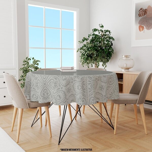 Toalha De Mesa Redonda Para 4 Lugares Abstrato Clássico 1.45m