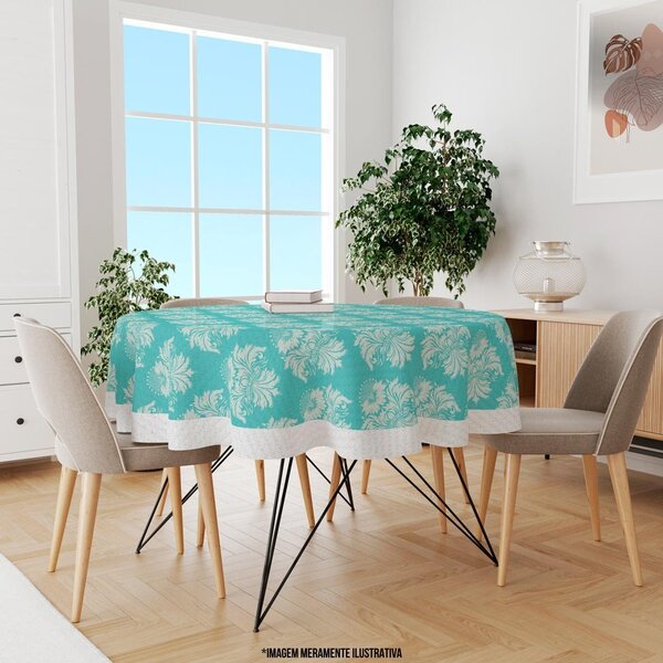 Toalha De Mesa Redonda Para 4 Lugares Elemento Clássico 1.45m