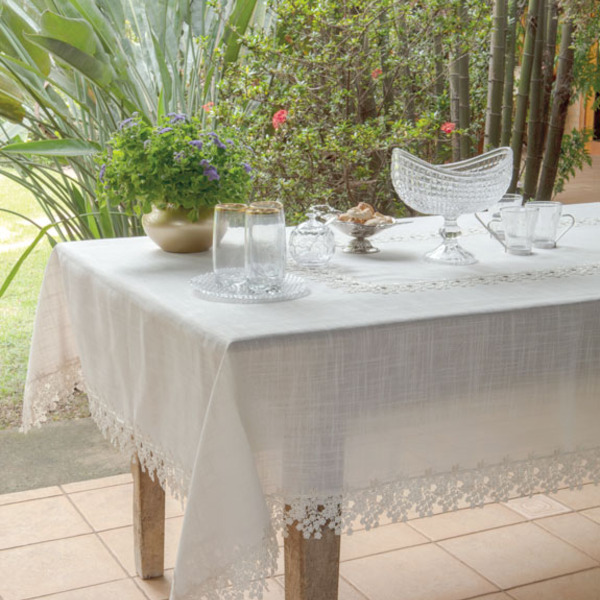 Toalha De Mesa Renda Guipure Nantes Champagne - 1 70 X 3 50m