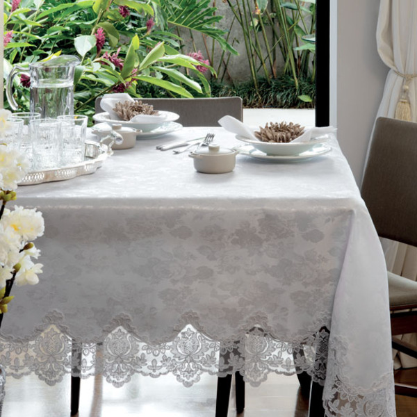 Toalha De Mesa Renda Guipure Tours Kacyumara Branco - 1 80 X