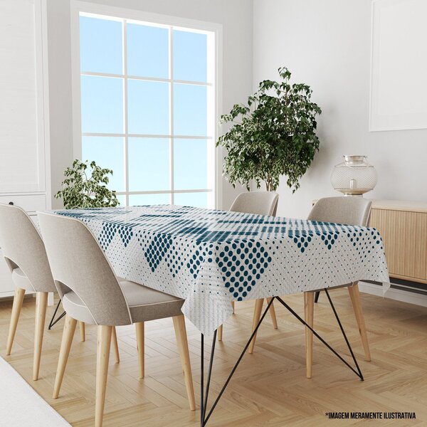 Toalha De Mesa Retangular 10-12 Lugares Bolinhas 1.45m X 3.20