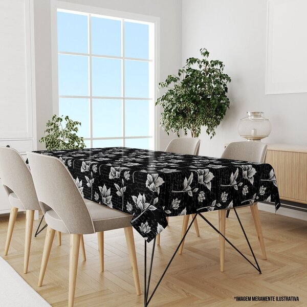 Toalha De Mesa Retangular 10-12 Lugares Flor Premium 1.45m X