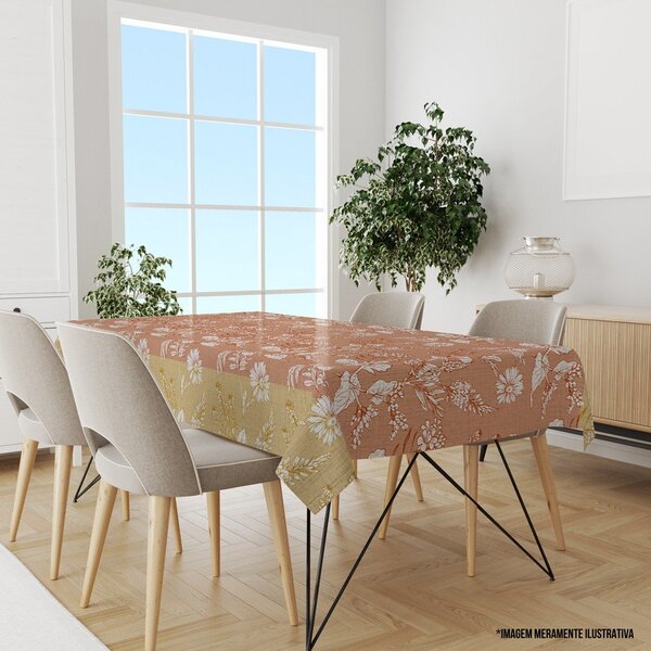 Toalha De Mesa Retangular 10-12 Lugares Floral 1.45m X 3.20m