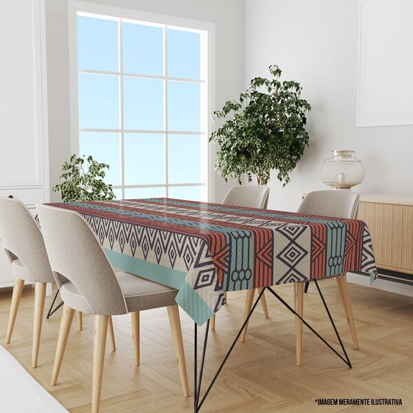 Toalha De Mesa Retangular 10-12 Lugares Geométrico Com Linhas