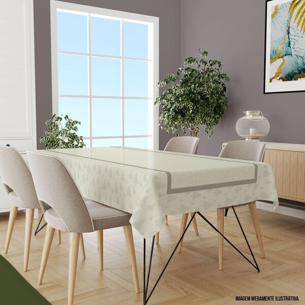 Toalha De Mesa Retangular 10-12 Lugares Pinheiros Natalinos M