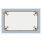 Toalha De Mesa Retangular Coelho Páscoa Xadrez Azul 6 Lugares