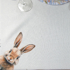 Toalha De Mesa Retangular Coelho Páscoa Xadrez Azul 6 Lugares