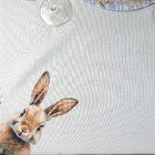 Toalha De Mesa Retangular Coelho Páscoa Xadrez Azul 8 Lugares