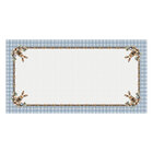 Toalha De Mesa Retangular Coelho Páscoa Xadrez Azul 8 Lugares