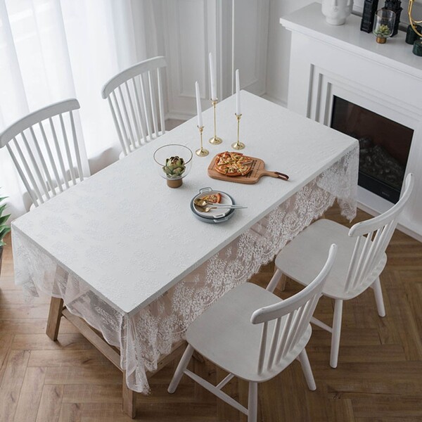 Toalha De Mesa Retangular Fina Renda 2 Mts Kit C/ 2 Branca/be