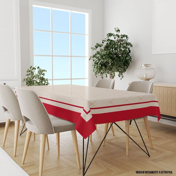 Toalha De Mesa Retangular Para 6 Lugares Geométrico Com Borda