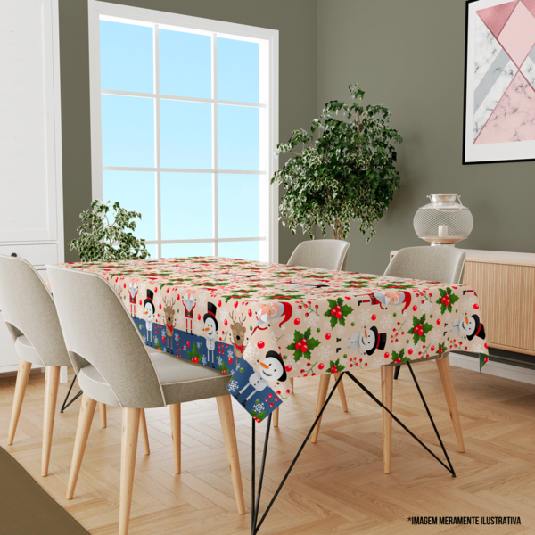Toalha De Mesa Retangular Para 8 Lugares Classico Natal 1.45m