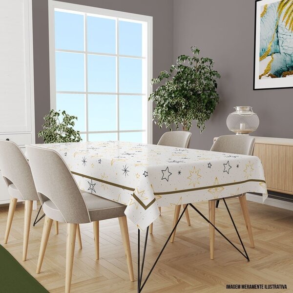 Toalha De Mesa Retangular Para 8 Lugares Estrelas 1.45m X 270