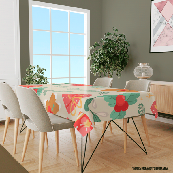 Toalha De Mesa Retangular Para 8 Lugares Feliz Natal 1.45m X