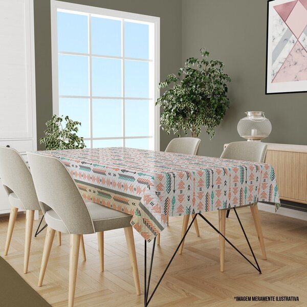 Toalha De Mesa Retangular Para 8 Lugares Flechas Boho 1.45m X