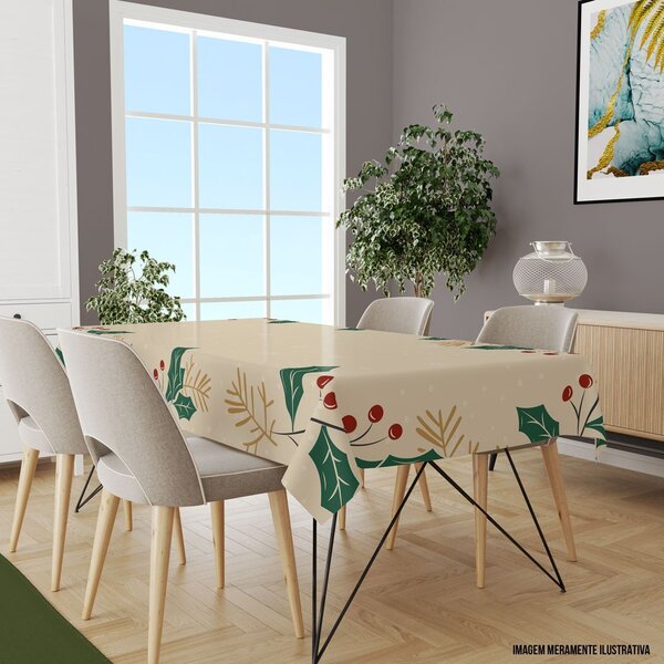 Toalha De Mesa Retangular Para 8 Lugares Folhas Minimalistas