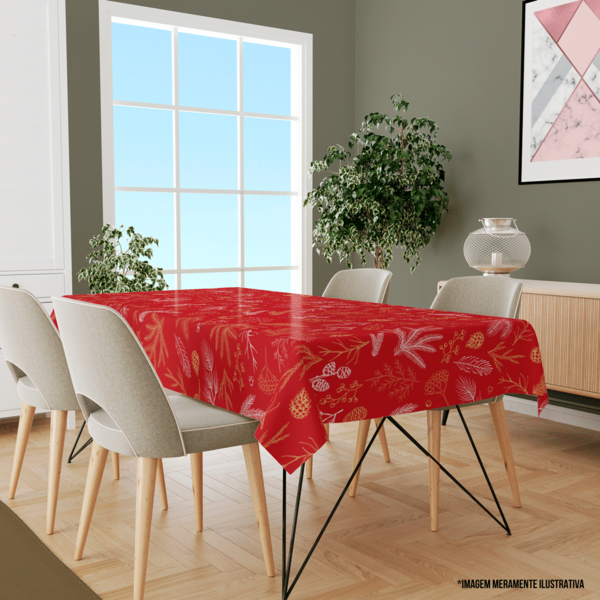 Toalha De Mesa Retangular Para 8 Lugares Folhas Natalinas Ver