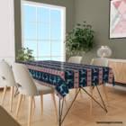 Toalha De Mesa Retangular Para 8 Lugares Natal Antigo Azul 1.