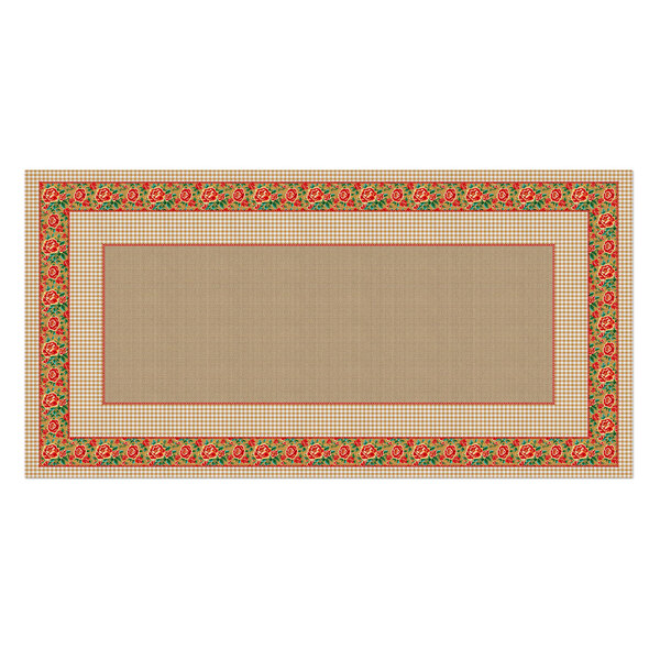 Toalha De Mesa Retangular São João Xadrex C/ Rosas - 8 Lugares